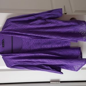 Notations 3/4 sleeve shirt w/cartigan large purple